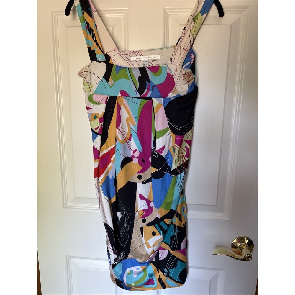 Diane Von Furstenberg Dress 60's print Blue Pink Silk Blend Eliot Butterfly Mini